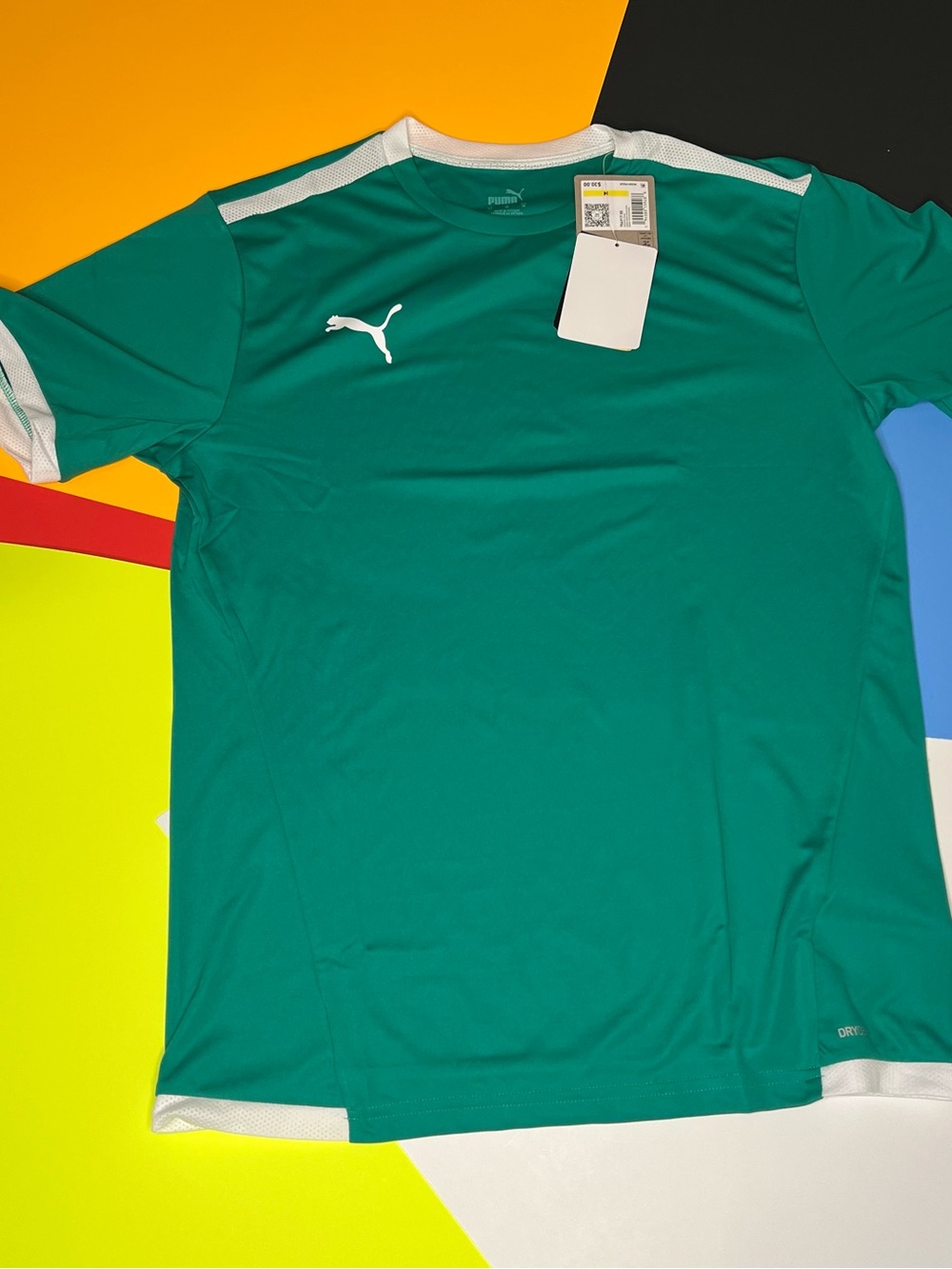 Puma Men’s Teal Crew Neck Athletic Jersey with White Trim